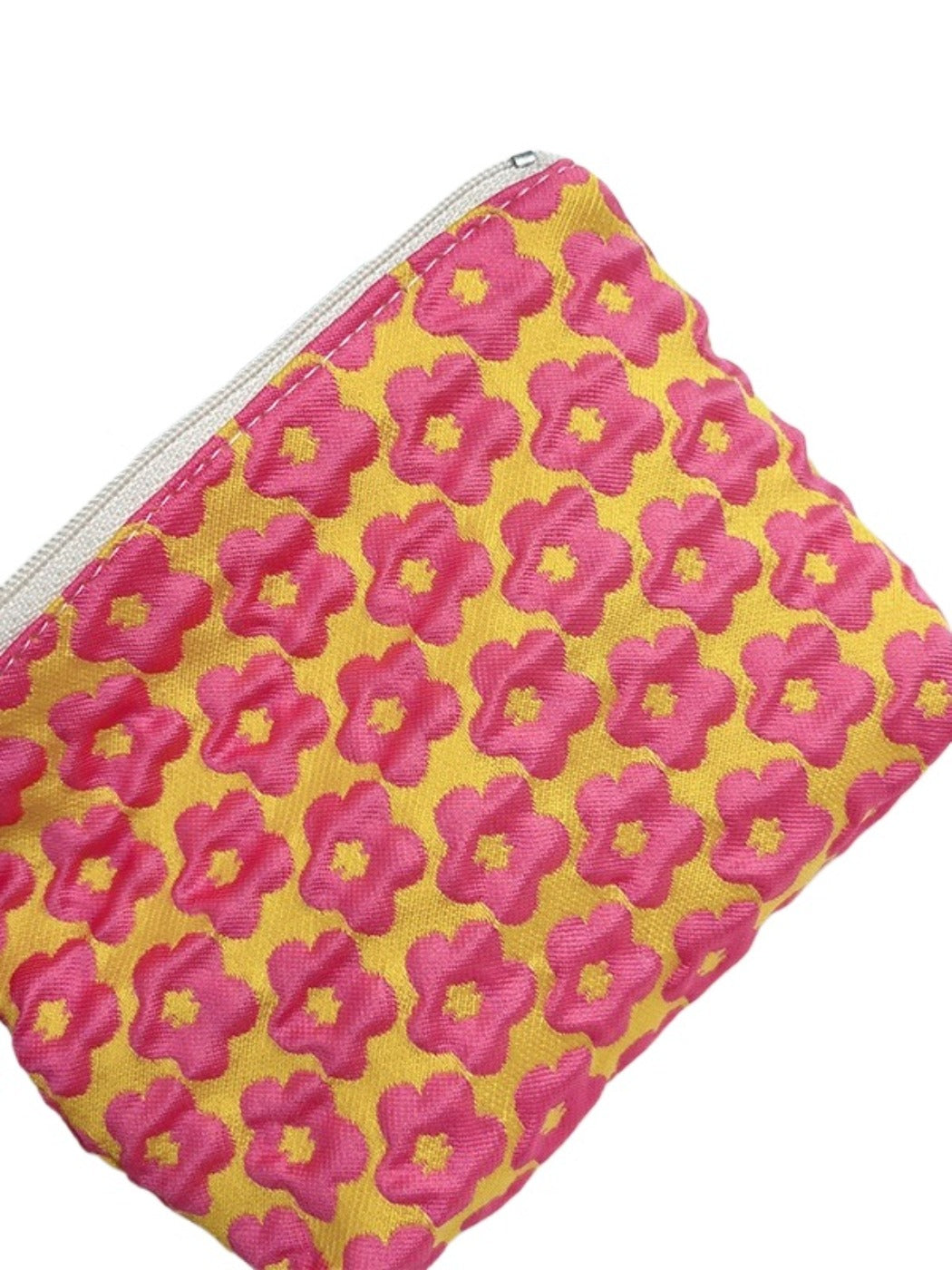 Cosbai - Floral Print Pouch Bag with Zipper - Practical & Lovely