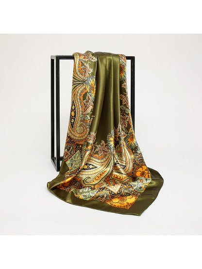 Scarvii - Bright Floral Pattern Fashion Square Scarf