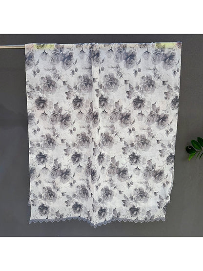 Scarvii - Watercolor Floral Lace Trim Scarf