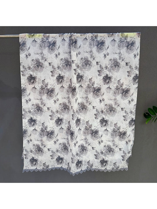 Scarvii - Watercolor Floral Lace Trim Scarf