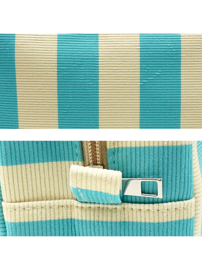 Cosbai - Striped Zipper Cosmetic Organizer Bag