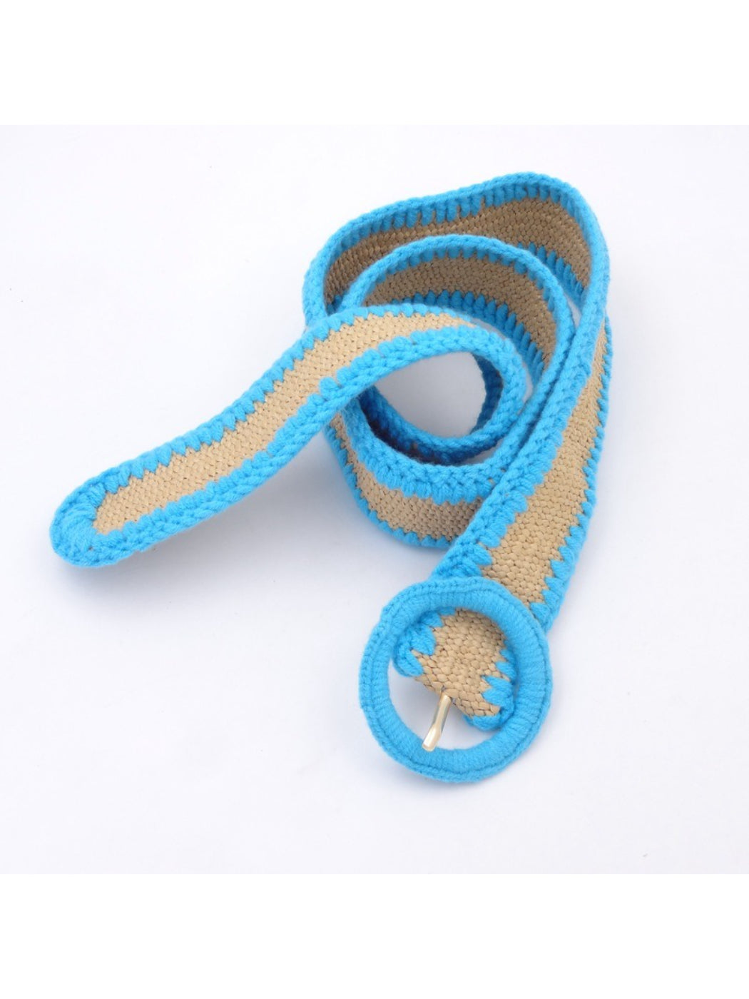 Beco Textured Knit Contrast Edge Adjustable Waist Belt showing knit texture