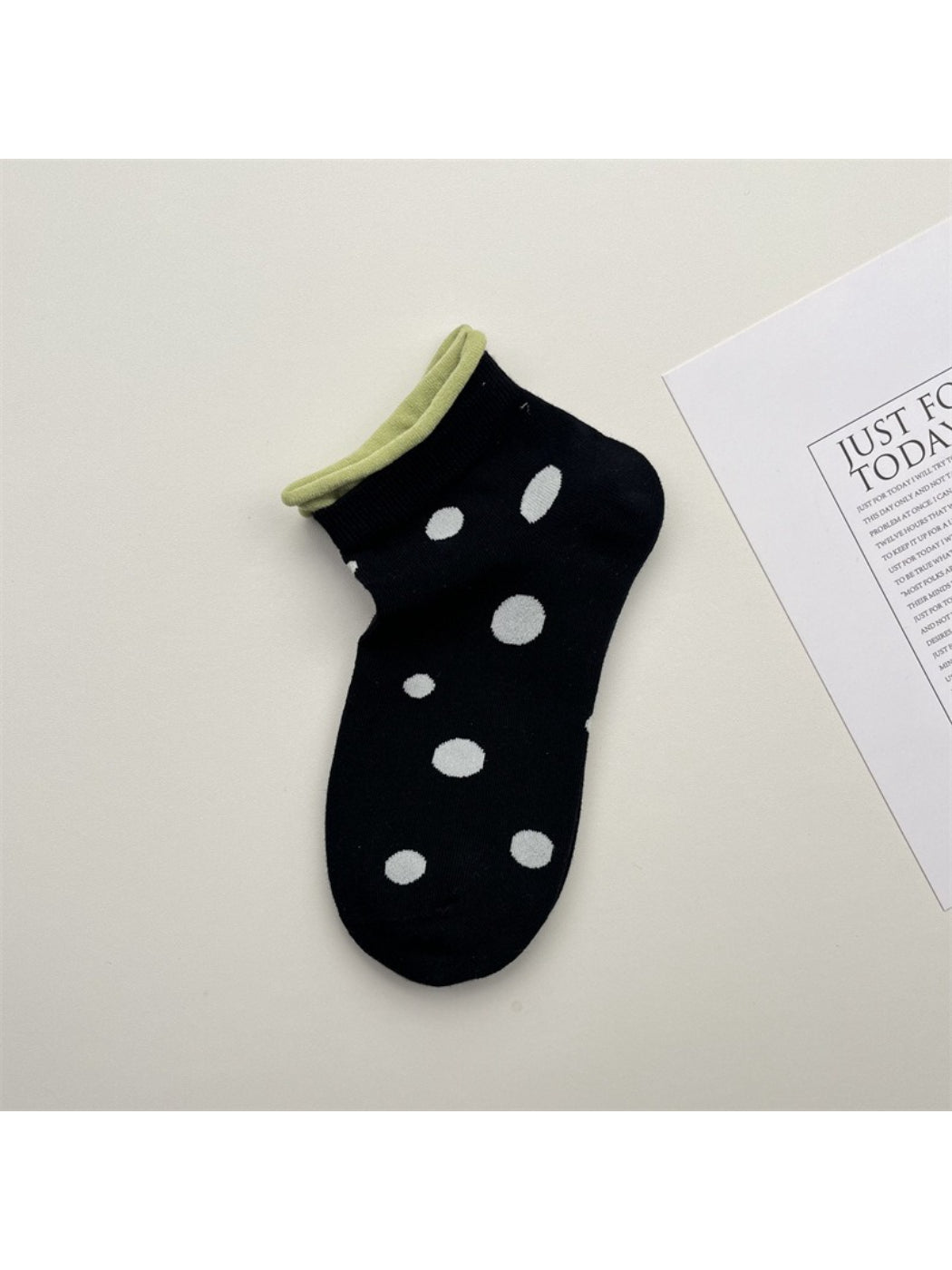 Close-up of Rufia Dot Color Block Low Cut Socks showing dot pattern detail