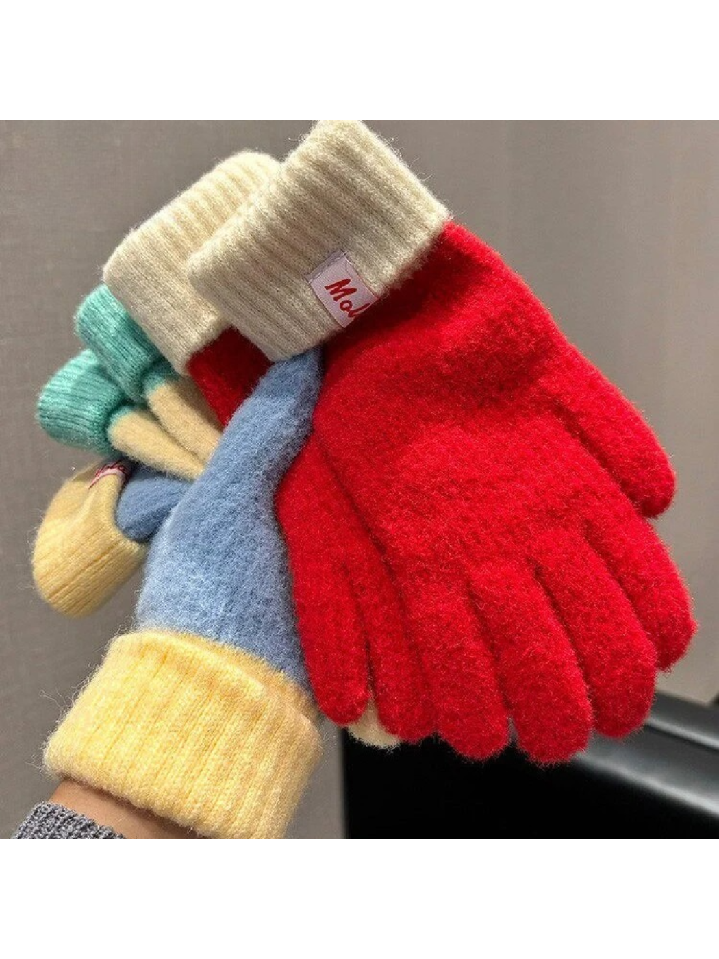 Gloving - Colorblock Fuzzy Texture Gloves