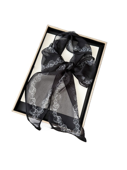 Scarvii - Black Sheer Long Narrow Styling Scarf