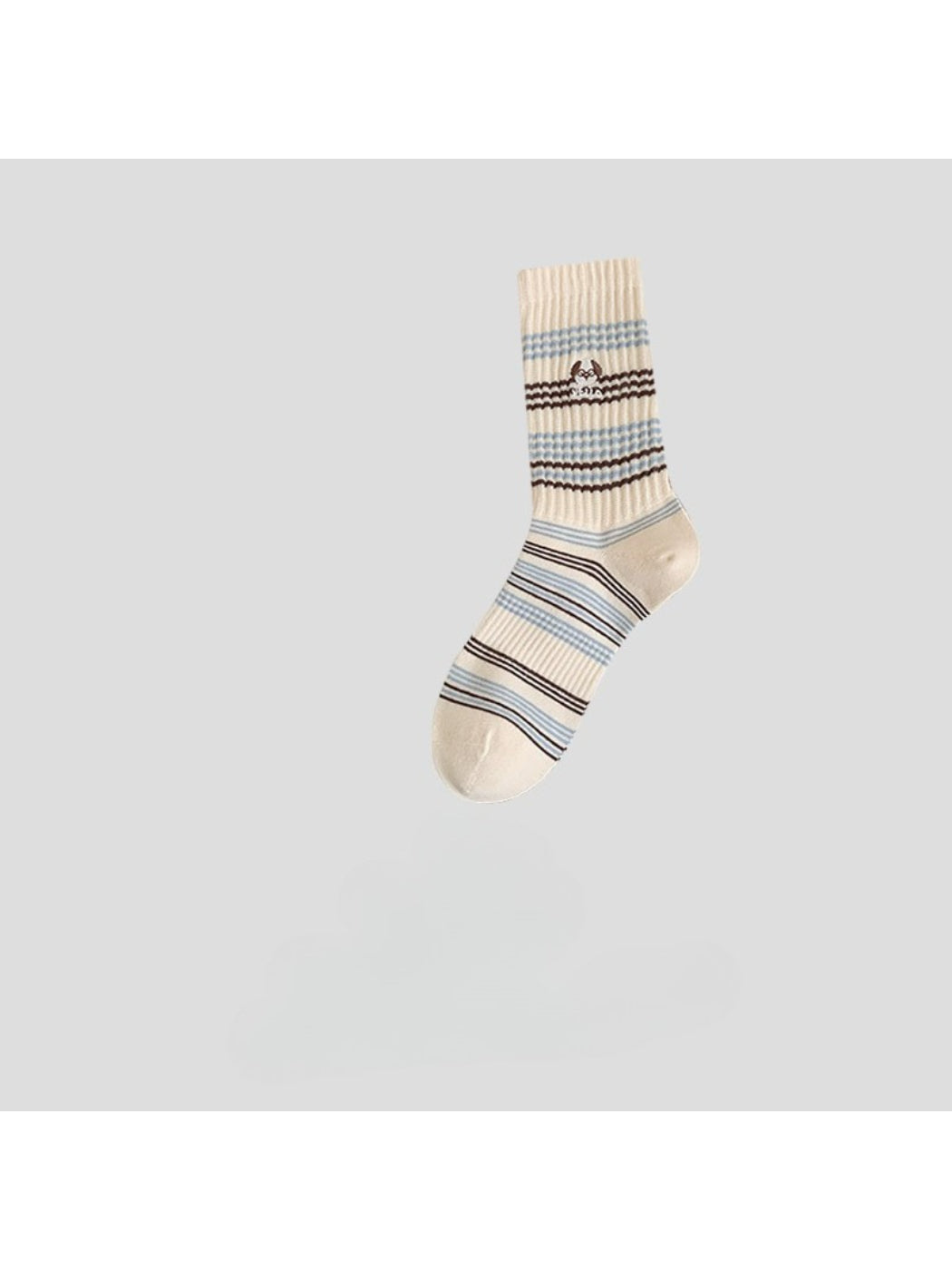 Rufia - Dog Stripe Rib Knit Crew Socks