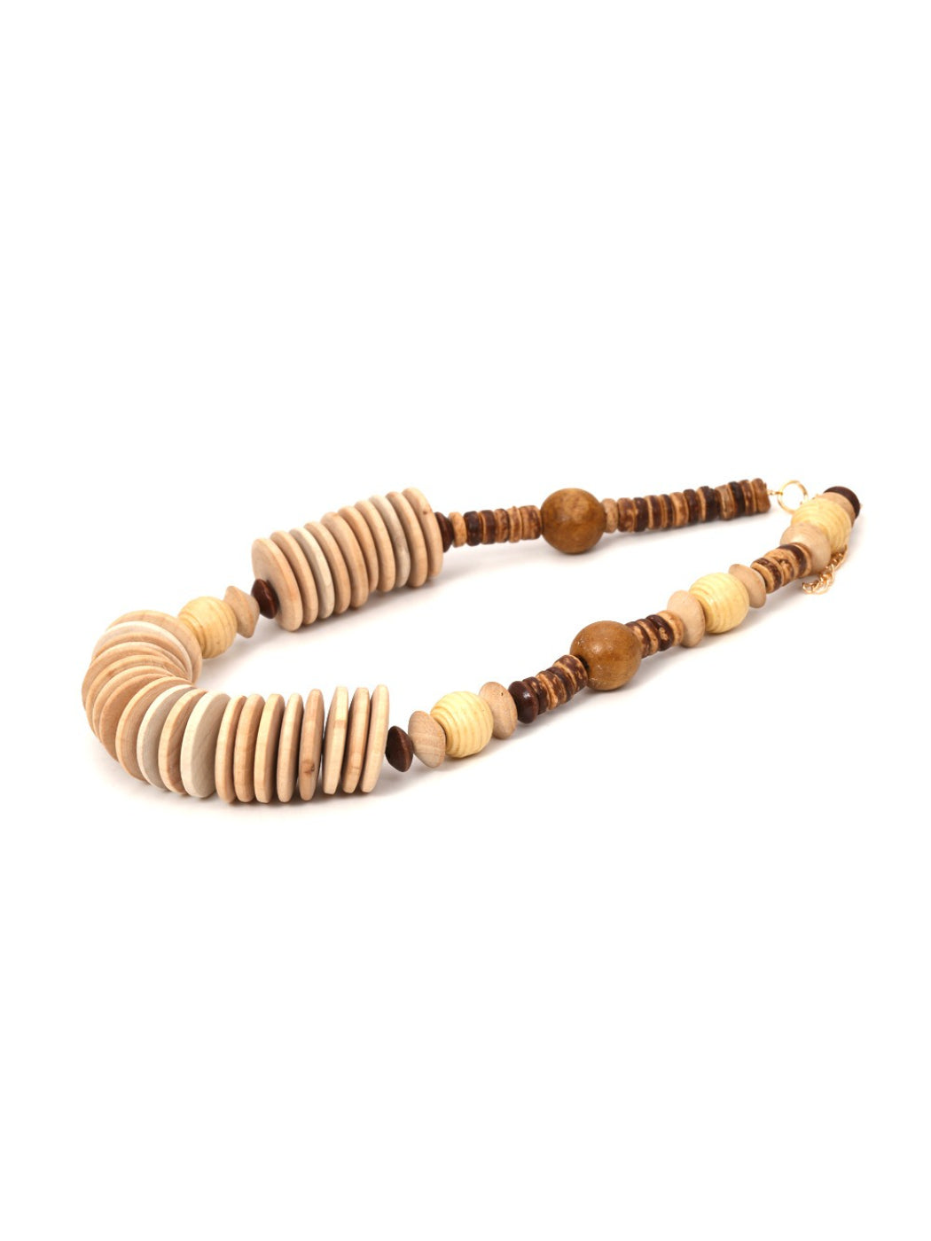Neckit bead necklace arranged with natural elements emphasizing its neutral earthy design