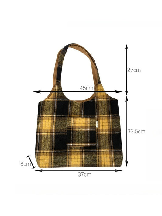 Cosbai – Reversible Plaid Tote Bag