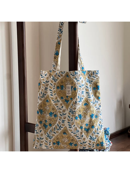 Cosbai - Botanical Block Print Tote Bag