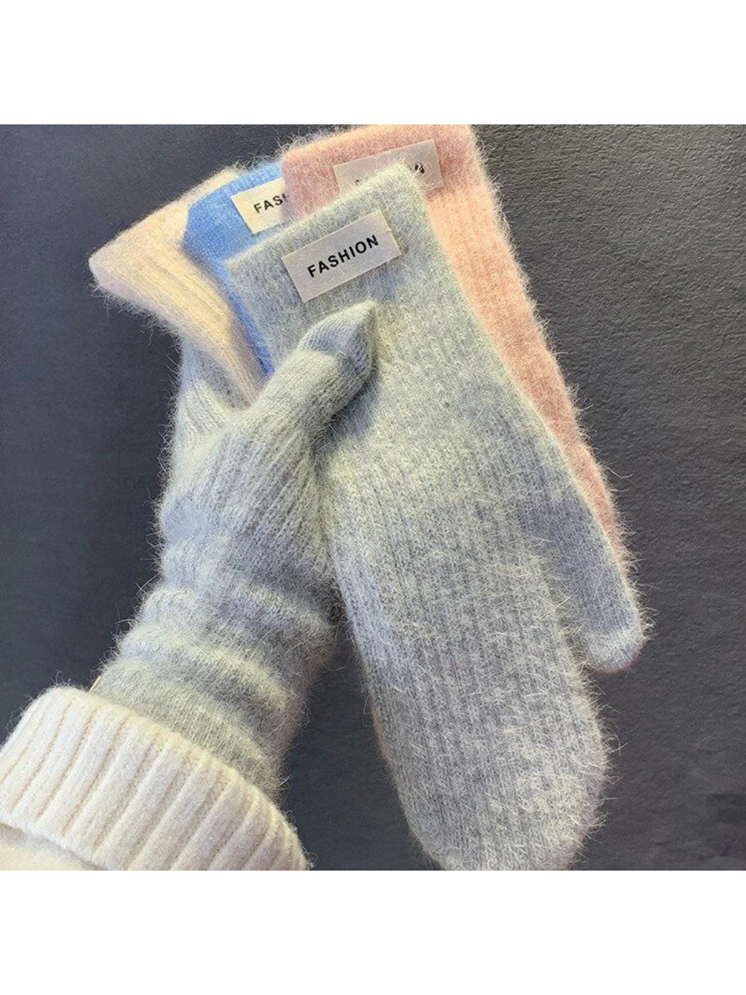 Gloving - Fuzzy Rib-Knit Cuff Mittens