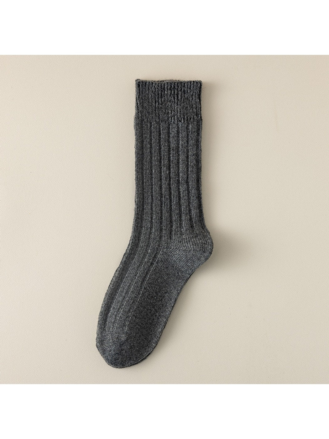 Rufia - Solid Color Ribbed Casual Crew Socks