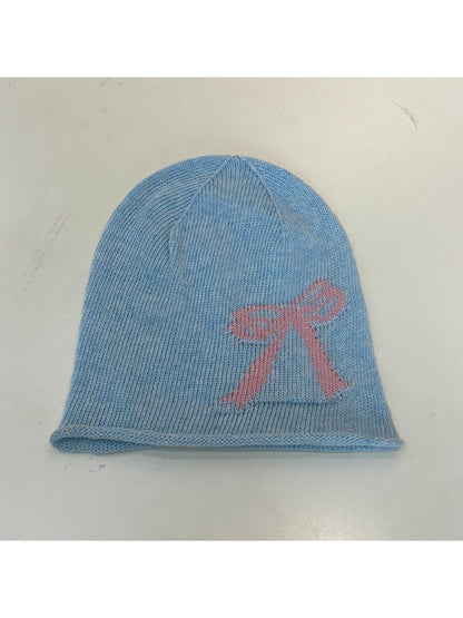 Haila - Bow and Cross Motif Rolled Edge Knit Beanie