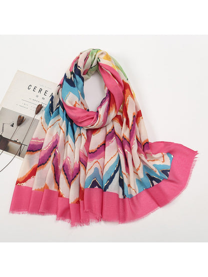 Scarvii - Color-Blocked Shawl Scarf with Tassels - Stylish & Versatile