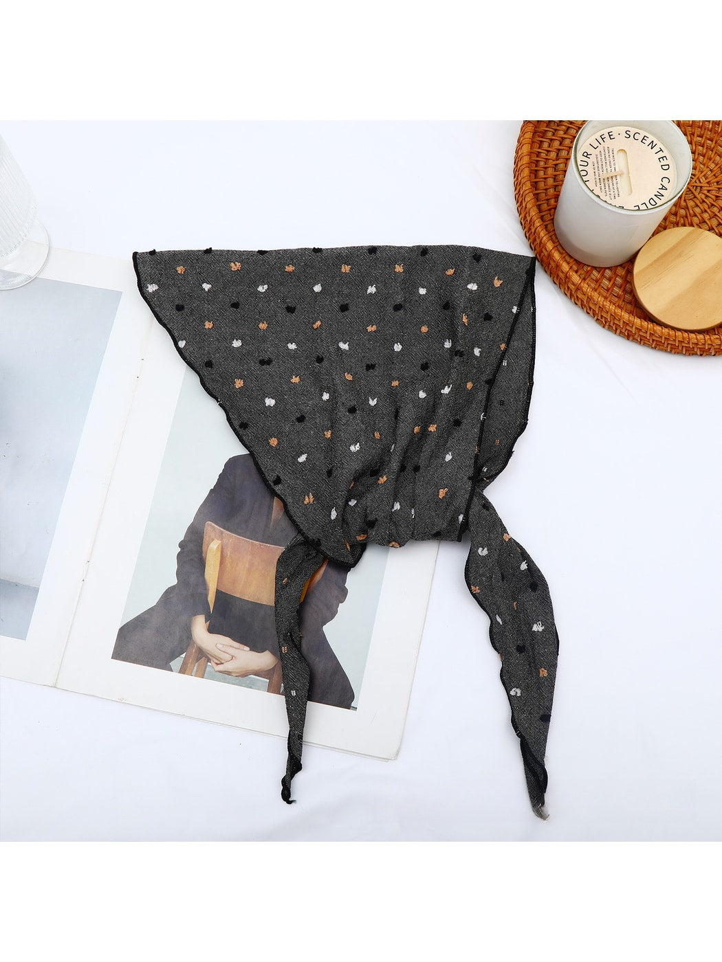 Scarvii - Polka Dot Edge Trim Triangle Bandana