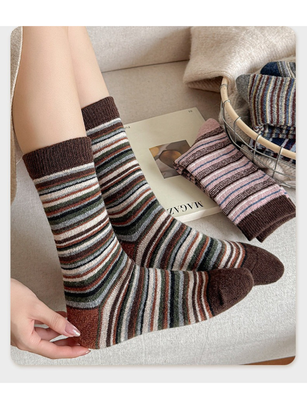 Rufia - Multicolor Stripe Crew Socks