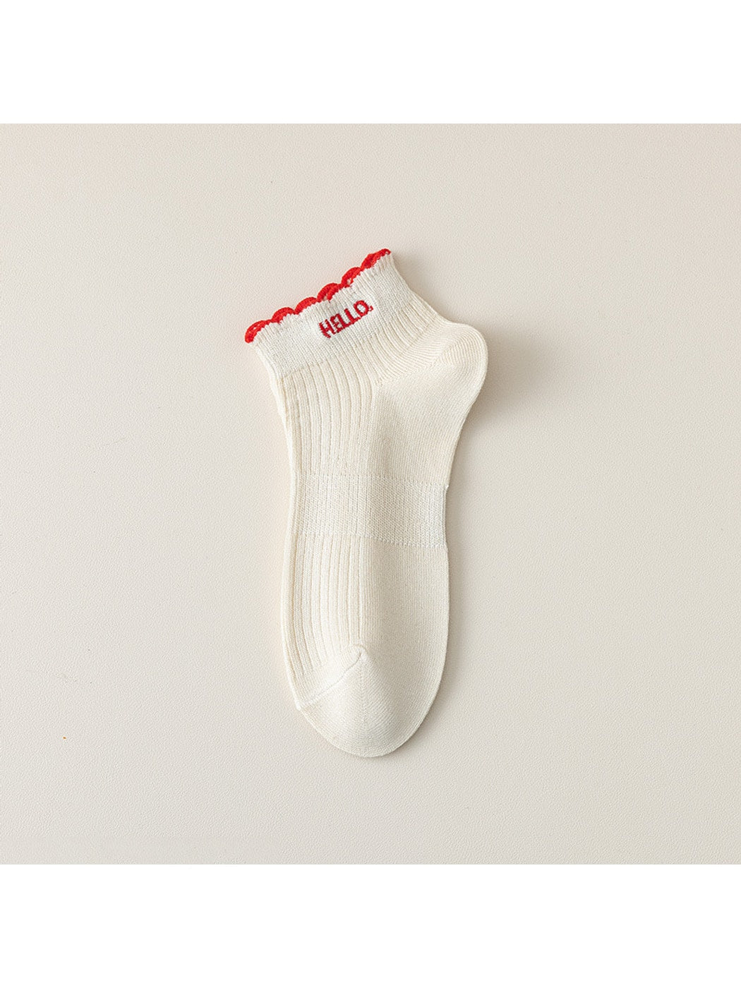 Rufia - Letter Print Ruffle Ankle Socks