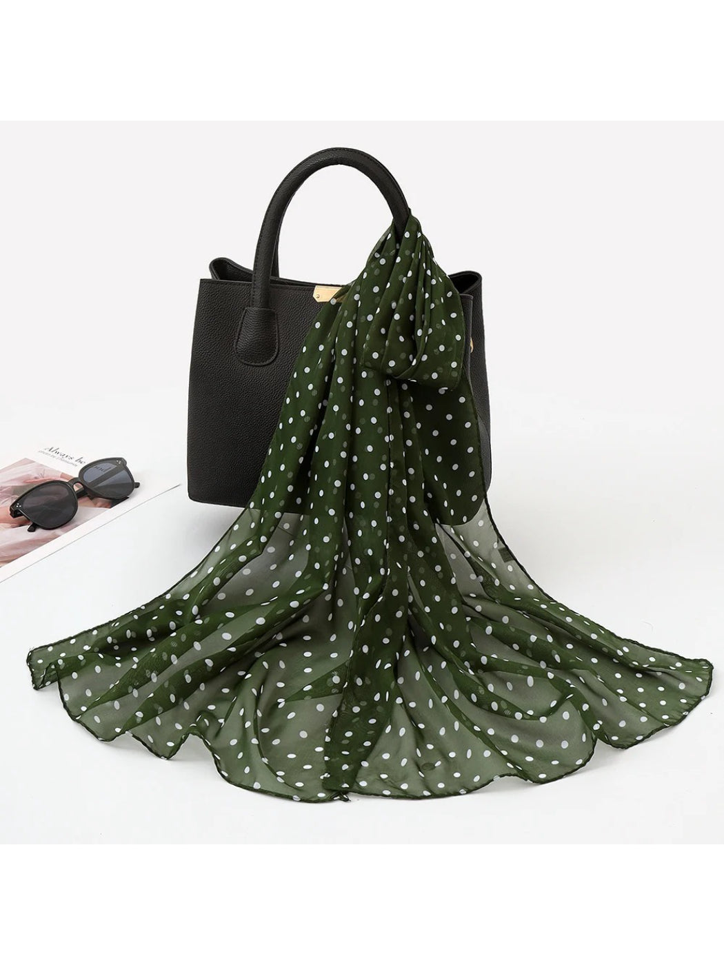 Scarvii - Mini Polka Dot Lightweight Long Scarf