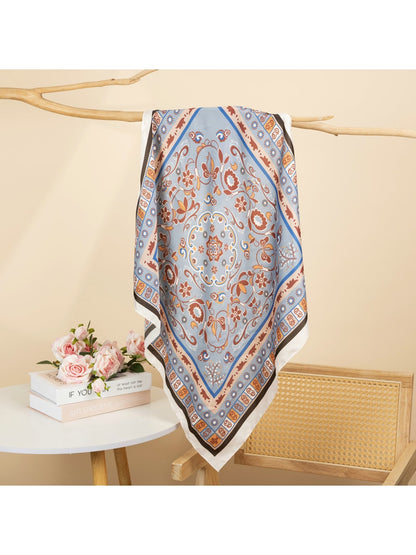 Scarvii - Elegant Print Border Square Scarf