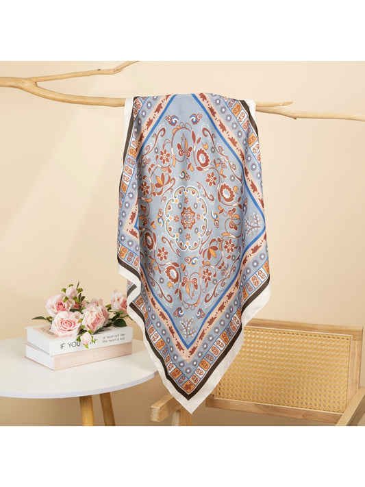 Scarvii - Elegant Print Border Square Scarf