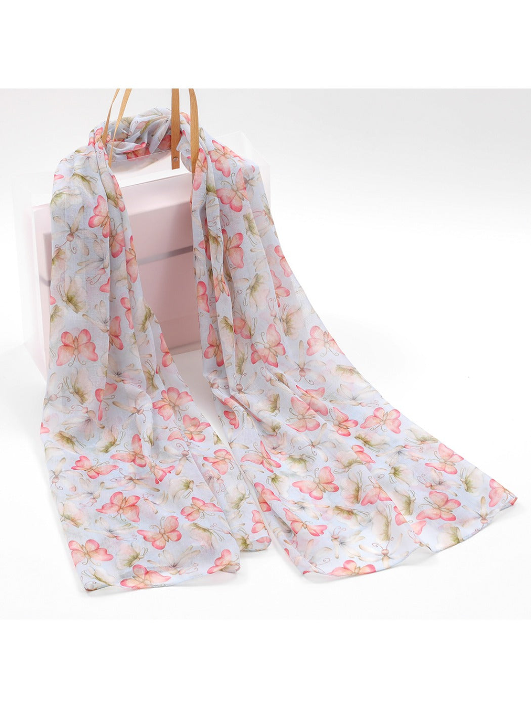 Scarvii - Pink Butterfly Print Scarf