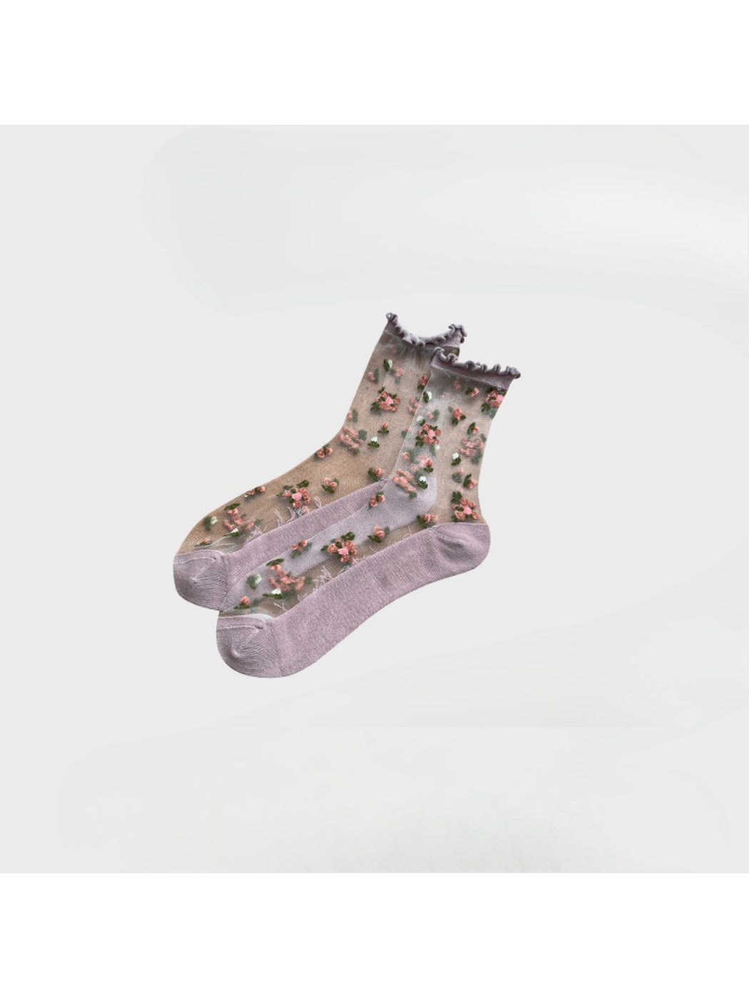 Rufia - Sheer Floral Lettuce Edge Crew Socks product image 8