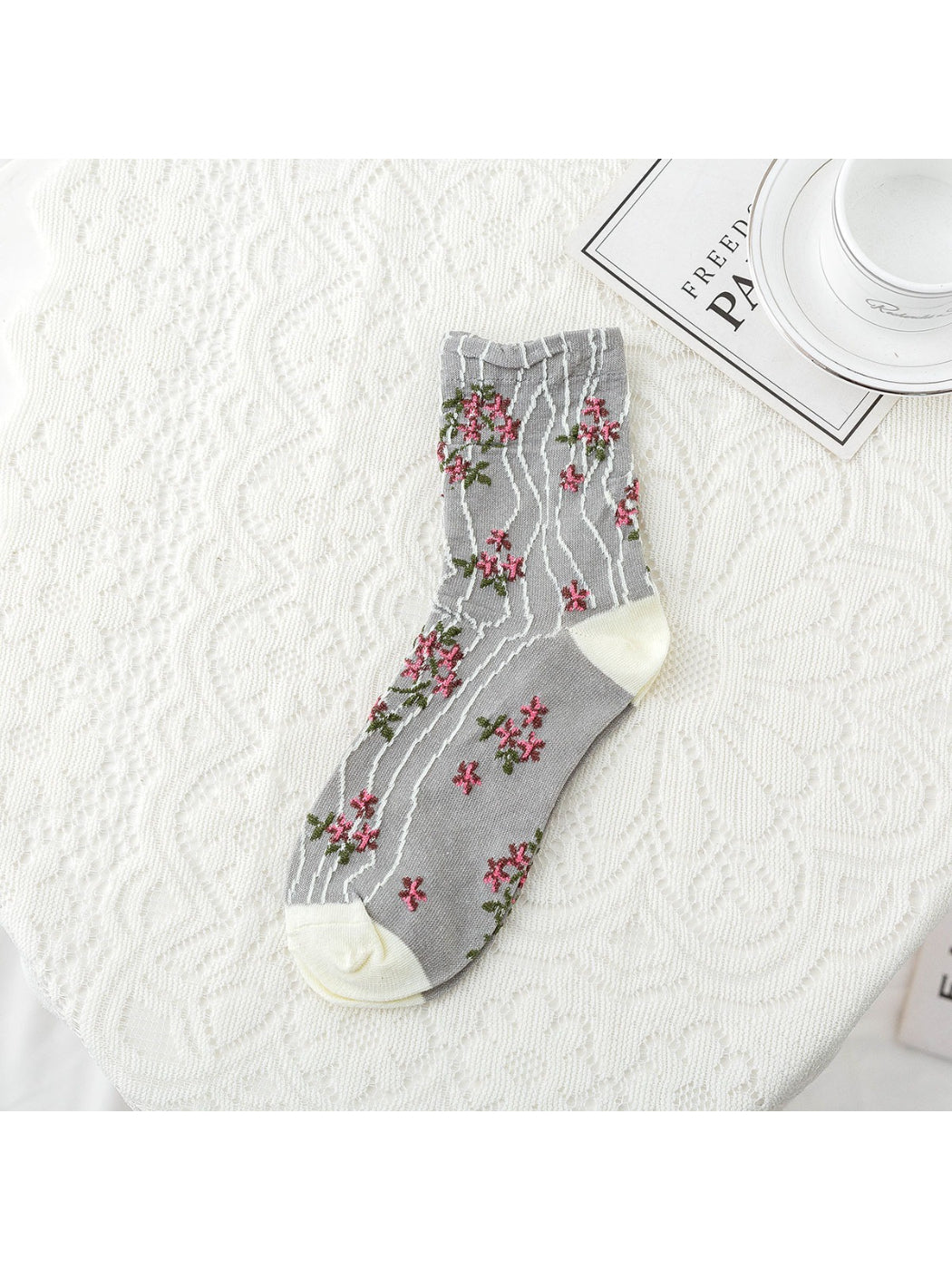 Rufia - Vintage Flower Grid Crew Socks product image 2