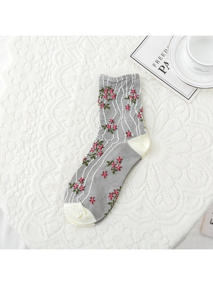 Rufia - Vintage Flower Grid Crew Socks product image 2