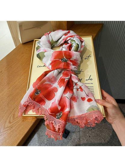 Scarvii - Romantic Floral Lightweight Wrap Scarf