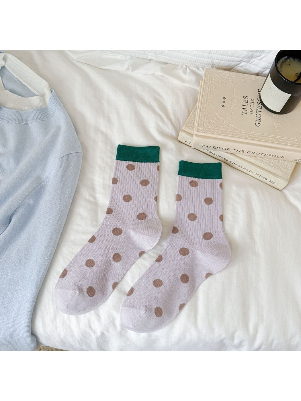 Rufia - Polka Dot Color Block Crew Socks