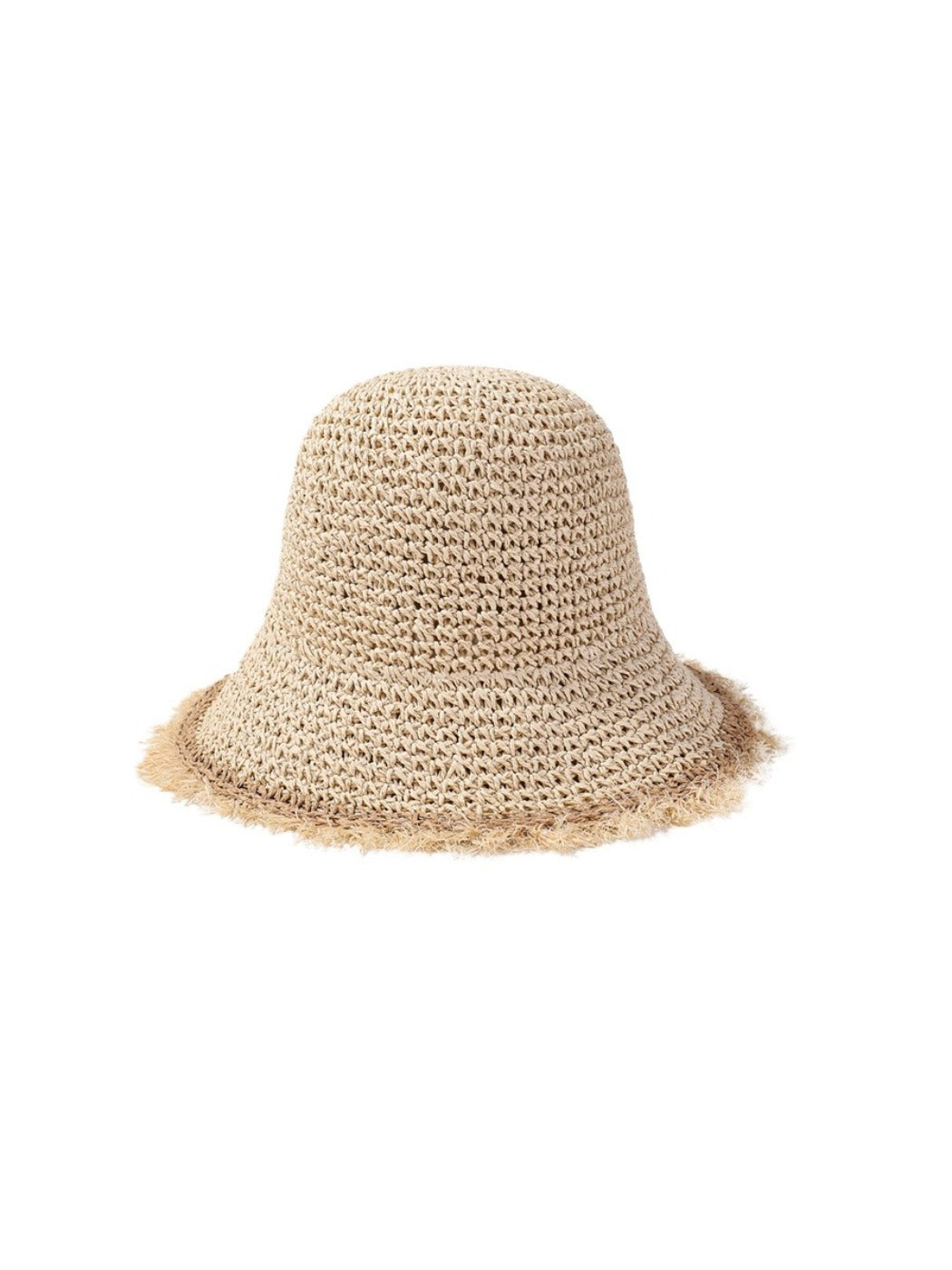 Side view of Haila textured brim hat showing woven straw details and wide brim