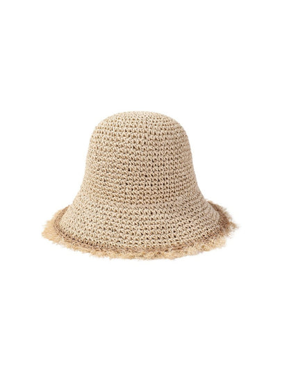 Side view of Haila textured brim hat showing woven straw details and wide brim