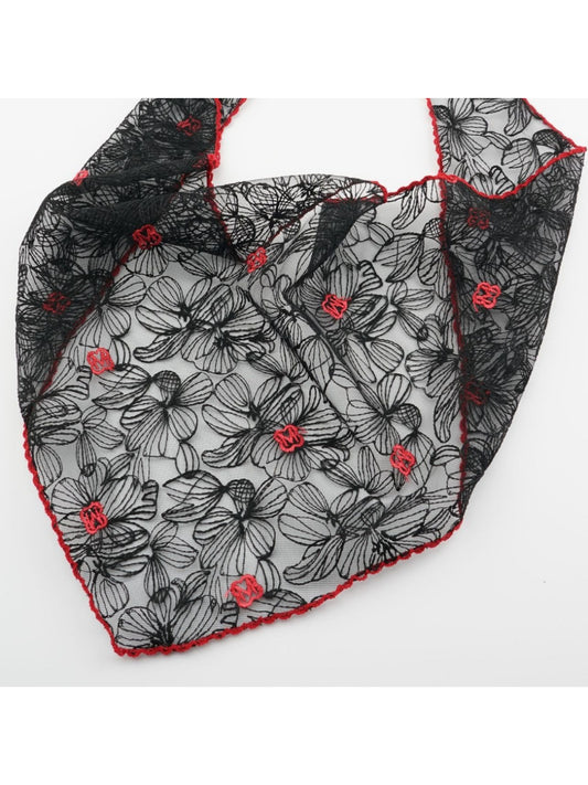 Scarvii - Black Lace Floral Headscarf