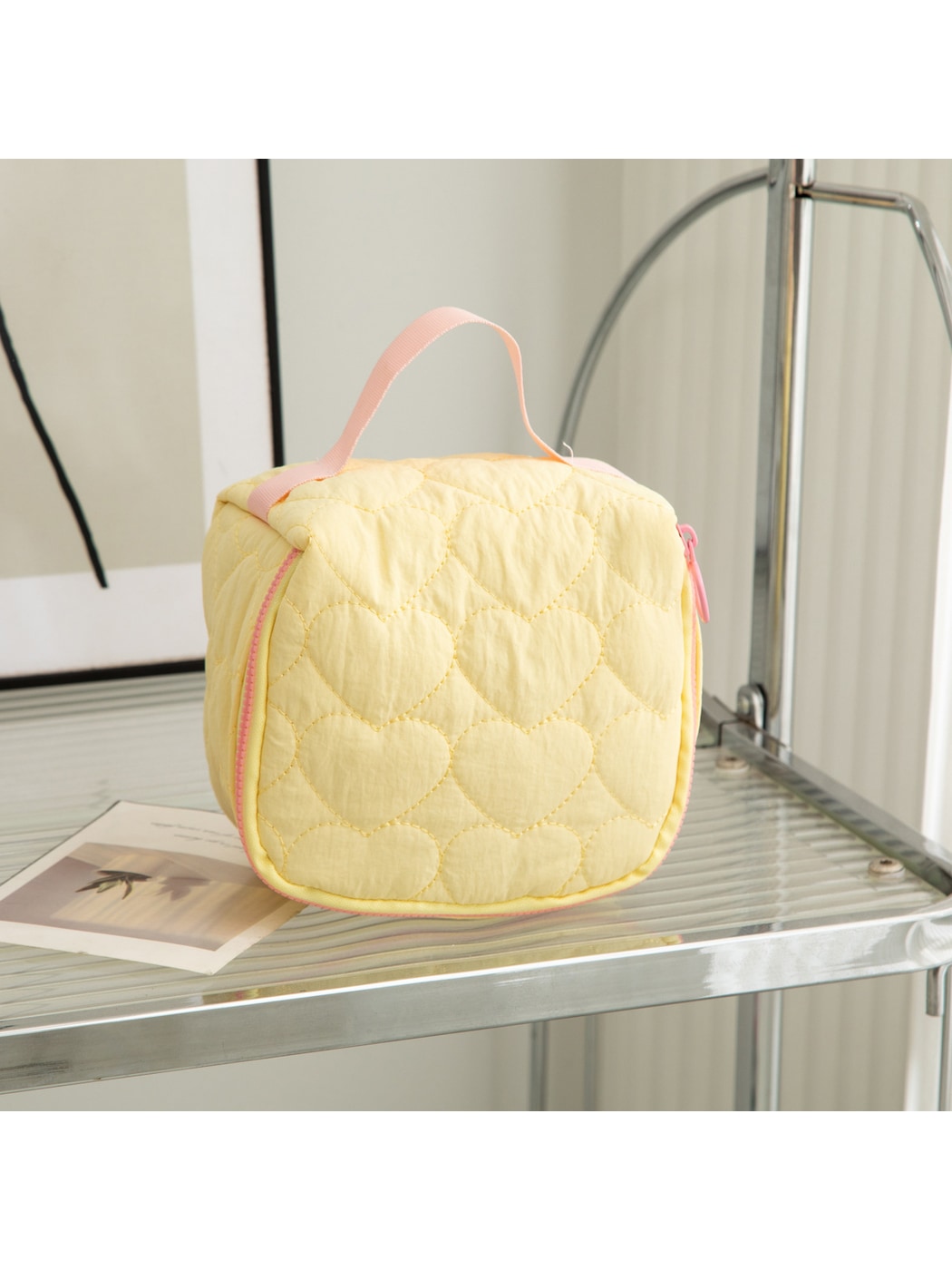 Cosbai - Heart Quilted Zipper Cosmetic Organizer Bag
