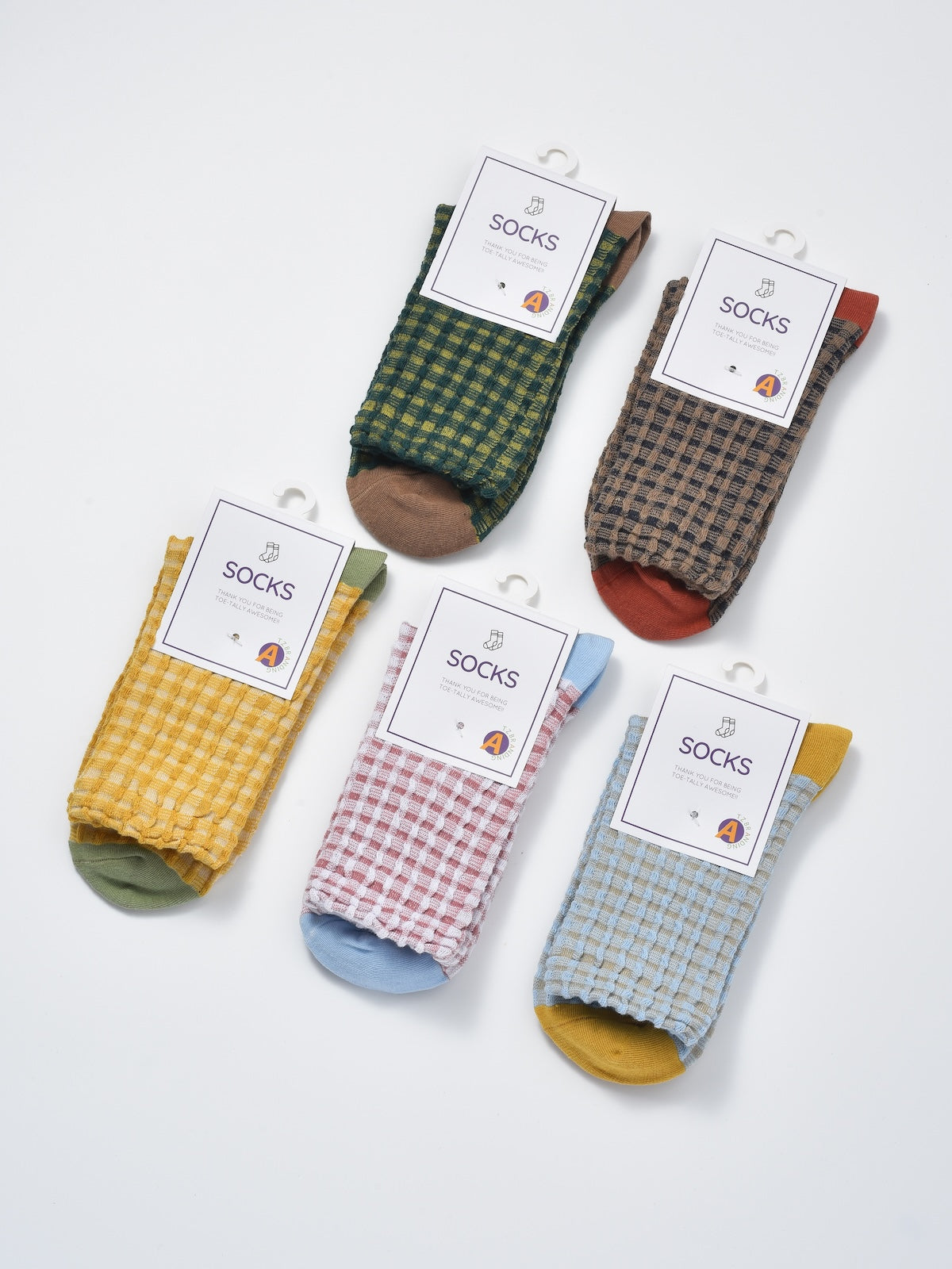 Rufia - Textured Check Knit Crew Socks
