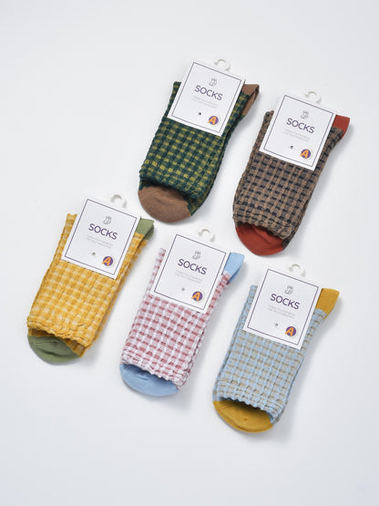 Rufia - Textured Check Knit Crew Socks