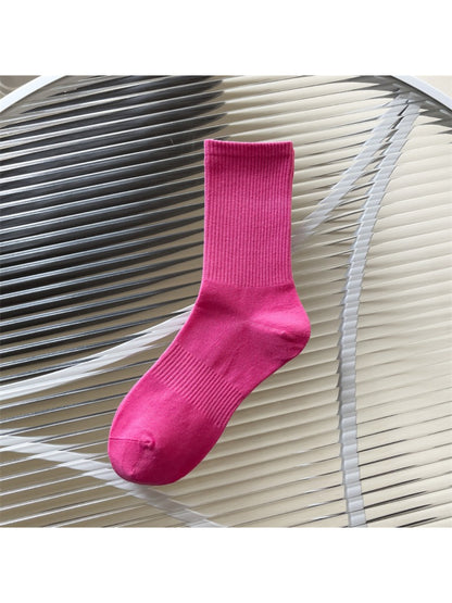 Rufia - Solid Ribbed Knit Crew Socks