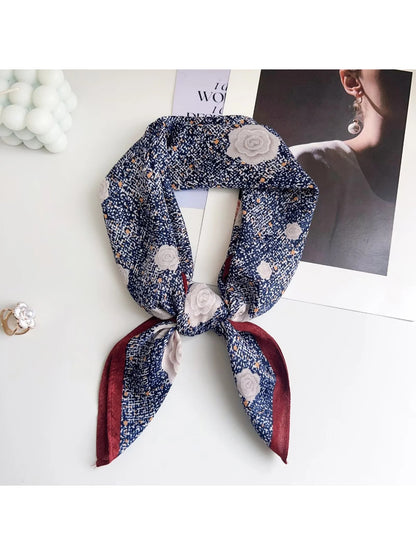 Scarvii Burgundy Rose Print Square Scarf