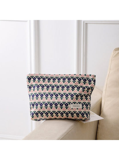 Cosbai - Retro Floral Pattern Cosmetic Storage Bag Pouch