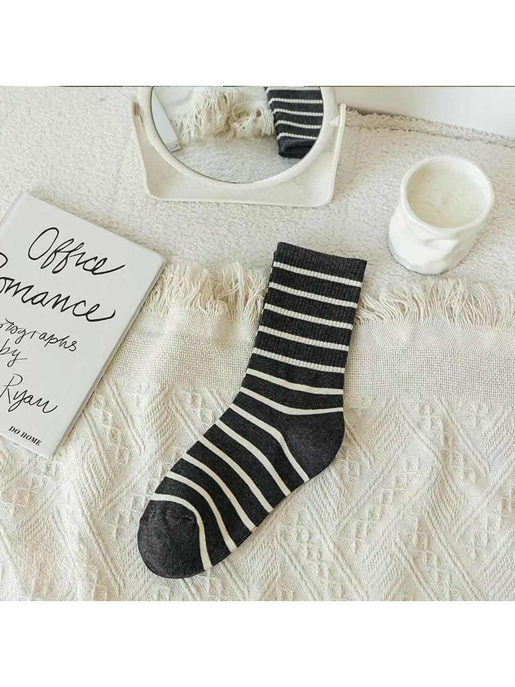 Rufia - Modern Style Striped Casual Crew Socks