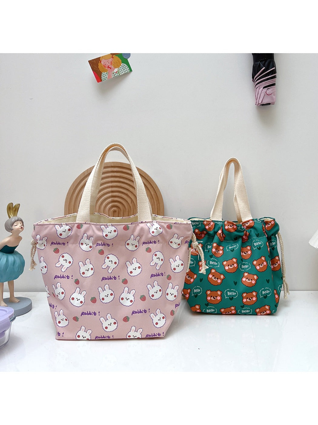 Cosbai cartoon small tote bag with cartoon character print on front