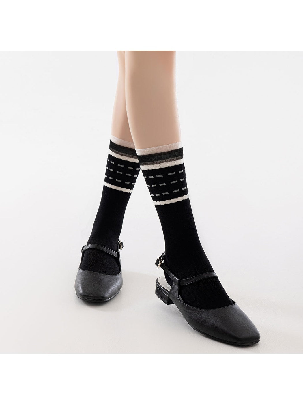 Rufia - Preppy Patchwork Pattern Crew Socks