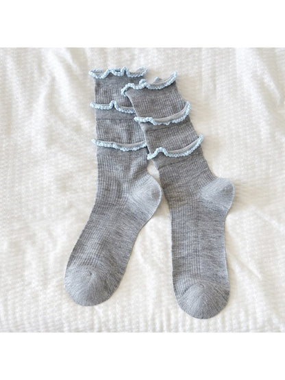 Rufia - Ribbon Ruffle Layer Crew Socks