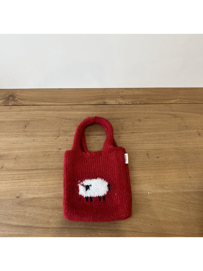 Cosbai - Sheep Motif Knit Tote Bag