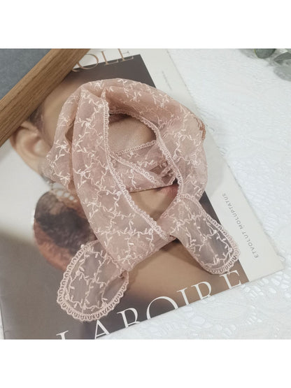 Scarvii - Long Narrow Solid Color Lace Scarf