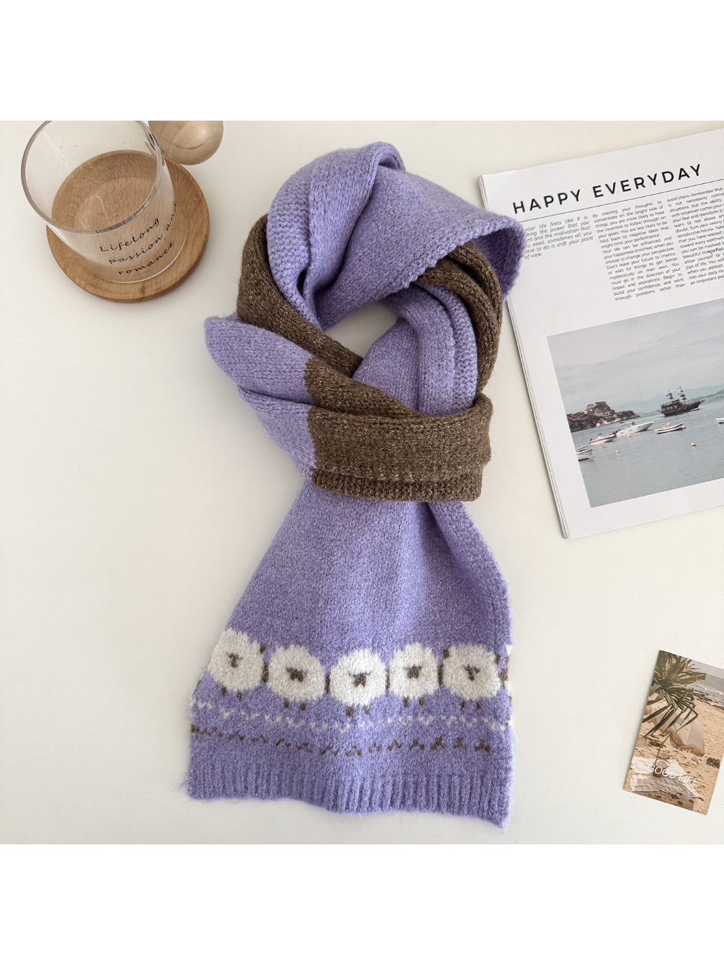 Scarvii - Sheep Motif Knit Scarf