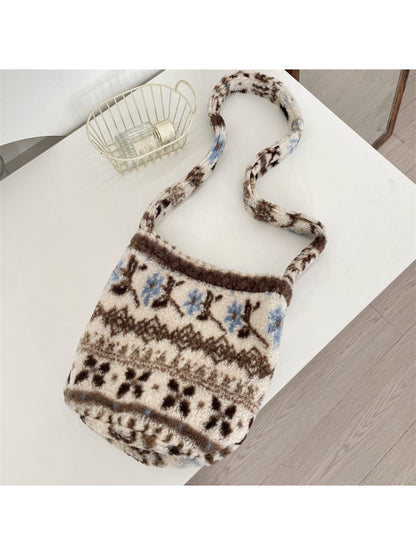 Cosbai - Patterned Soft Knit Shoulder Bag