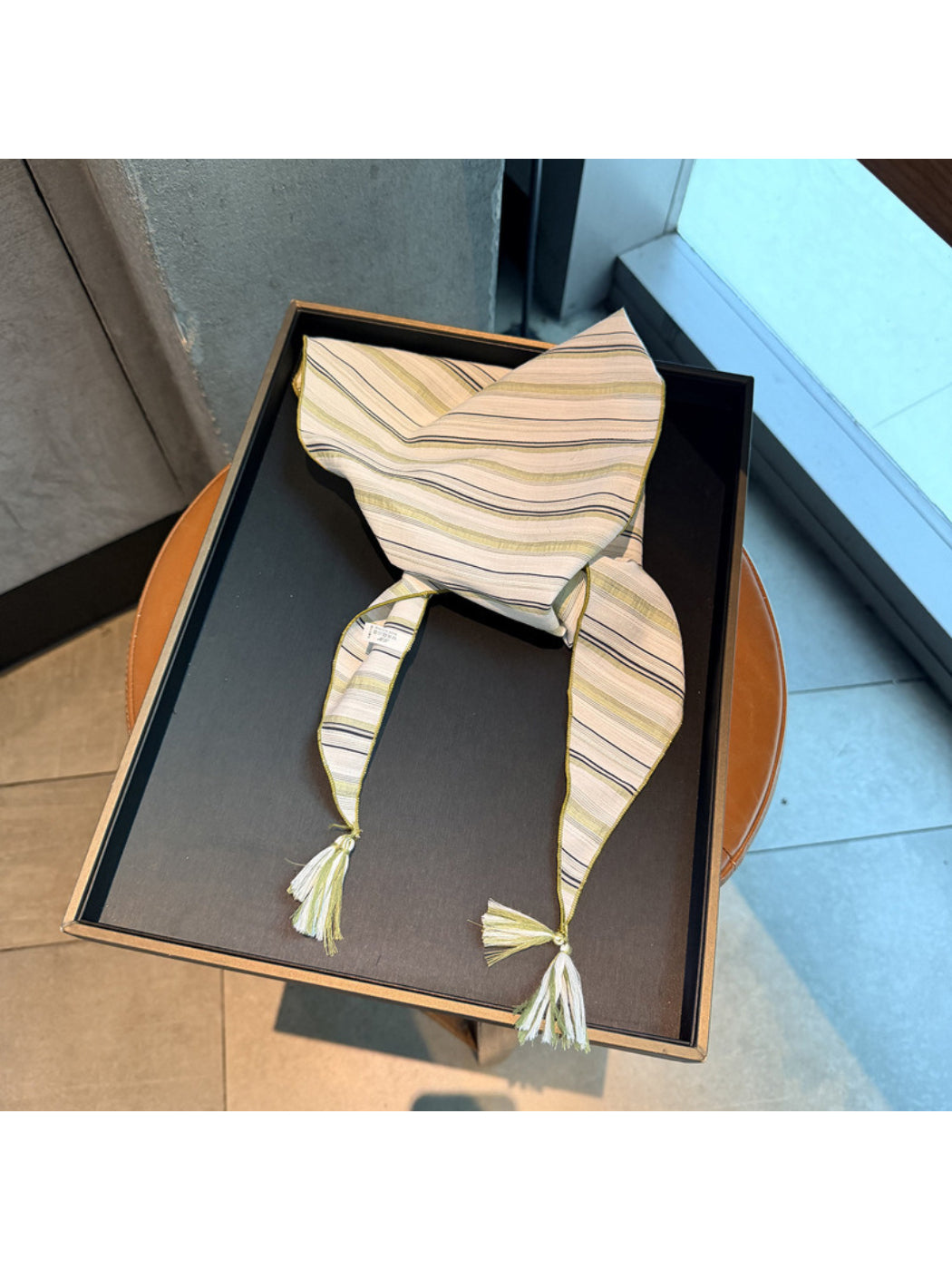 Scarvii - Striped Tassel Triangle Scarf