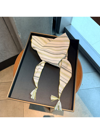 Scarvii - Striped Tassel Triangle Scarf