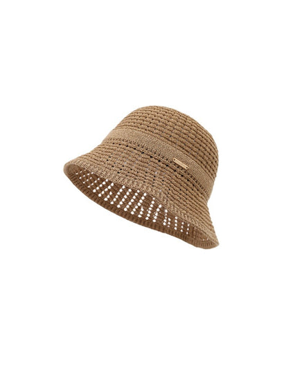 Haila vintage lace detail sun bucket hat shown from an angled front perspective