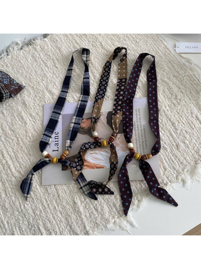 Scarvii Knotted Bead Detail Skinny Scarf